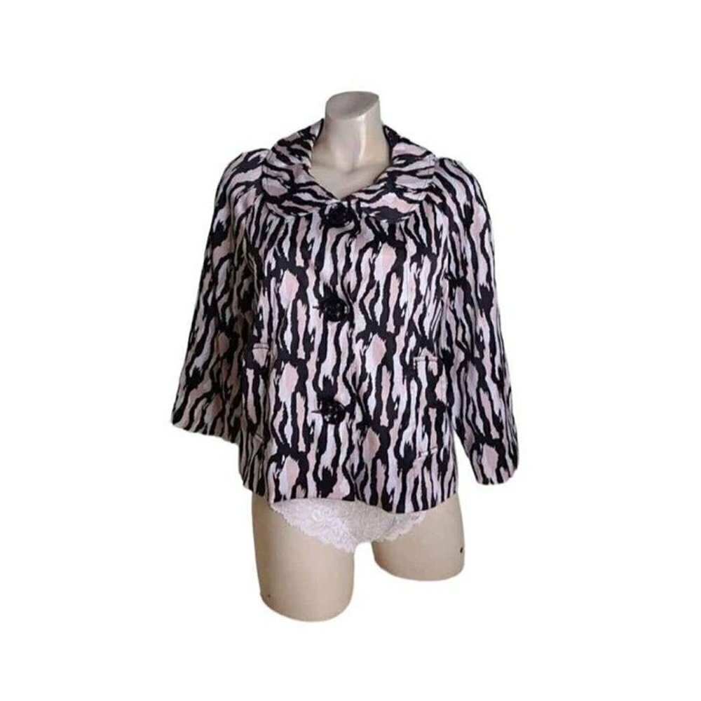Vertigo Paris Lightweight Black Pink White Big Button Front Closure Blazer Large